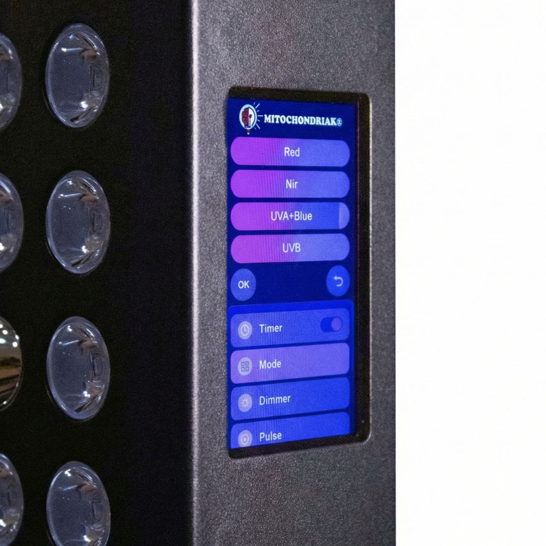 Dotykový displej Mitochondriak, nastavení režimů RED NIR UV